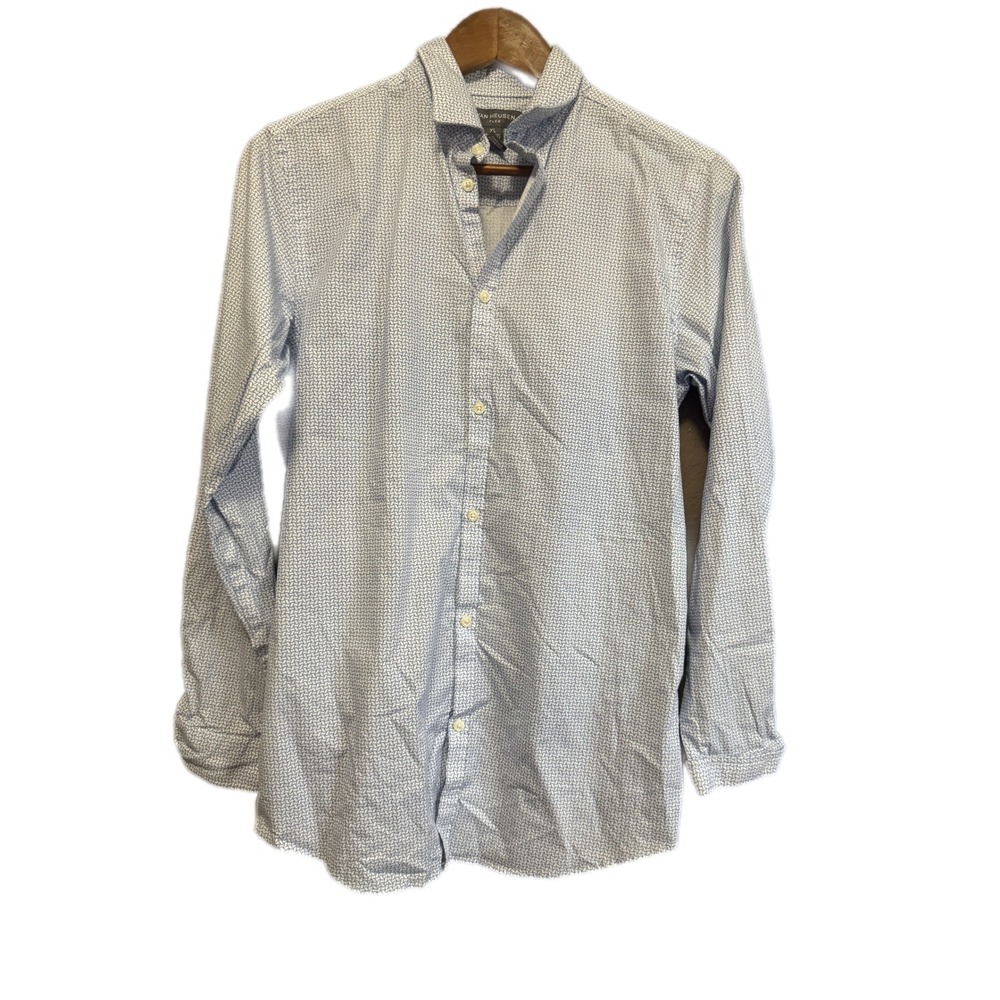 Van Heusen Flex Button Down Shirt‎ Mens XL Blue Geometric Print Long Sleeve